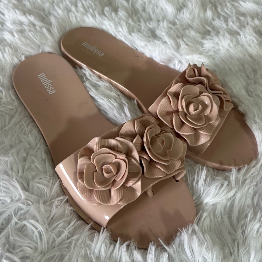 Melissa Women's Pink Floral Slide Sandals - Picture 2 of 7